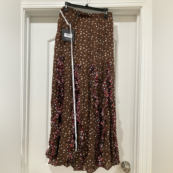 Cynthia Rowley Brown Polka Dot Maxi Skirt New - Picture 4 of 9